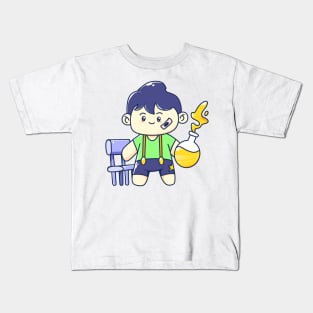 Cute boy held the fantastic bottle Kids T-Shirt